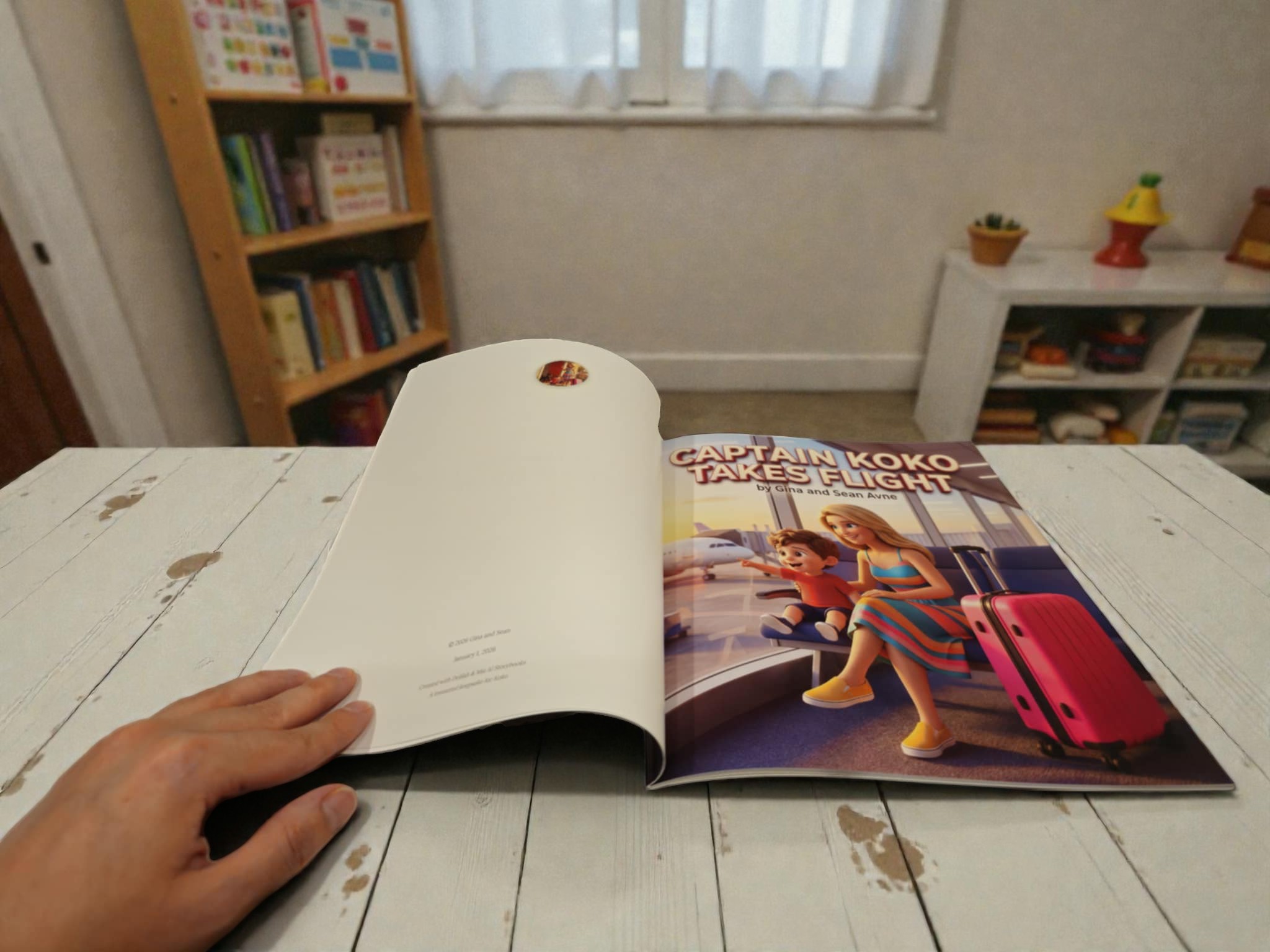 Open storybook showing print quality and illustrations